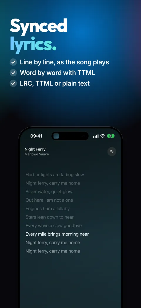 Steve App Store screenshot: lyrics